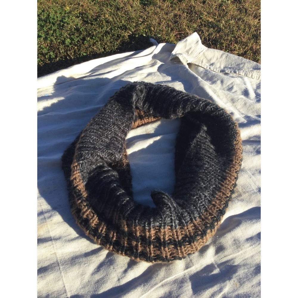 Wooden Ships Mohair Wool Infinity Scarf Gray Brown Gorpcore Boho Cowl Neck Fall